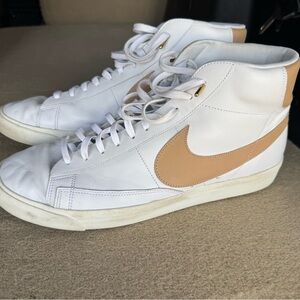 Nike White and Tan High-Top Sneakers